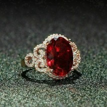 14k YELLOW Gold Plated 2.20Ct OVAL Cut Simulated RED Garnet Engagement Ring - £94.45 GBP