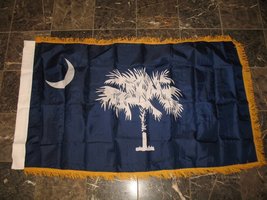 3X5 South Carolina State Poly Nylon Sleeve With Gold Fringe Flag 3&#39;X5&#39; Banner - £23.08 GBP
