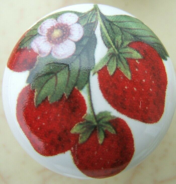 Ceramic Cabinet Knob Strawberries Strawberry Fruit Lg. Image - $4.55