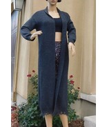 Long Oper Front Sweater Coat by Victoria C., size medium, steel gray color, - $47.52