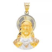 14K Tri Color Gold Religious Jesus Stamp Pendant  - £156.30 GBP