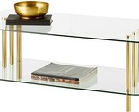 Long Glass Top Coffee Table - Modern Decorative Accent Metal Rectangular... - $353.99