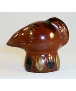 1990 Glazed Redware Penny Bank Brown Colored Bird&#39;s Head by Lester Brein... - £137.04 GBP
