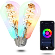 Moes Smart St64 Edison Led Light Bulbs, Color Changing Wifi St21 Smart B... - £39.65 GBP