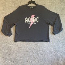 AC/DC Back in black Raglan Sweatshirt Cropped Medium Gray - $8.17