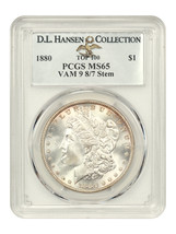 1880 $1 PCGS MS65 (VAM-9, 8/7 Stem) ex: D.L. Hansen - $6,365.63