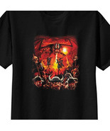 Dragon Inferno, Fire Breathing Dragon Attacking Orcs Fantasy T-Shirt LAR... - £10.81 GBP