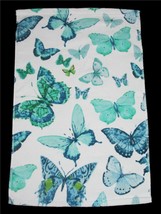 C- HOME Colorful Greens Blues Butterflies Decorative Velour HAND Towel NEW - $14.99