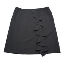 Adrienne Vittadini Skirt Womens 12 Black Ruffle Solid Slit Office Pencil - £19.81 GBP