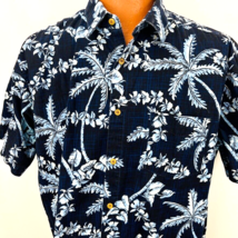 Campia Moda Hawaiian Aloha Shirt XL Plumeria Palm Trees Leis Coconut But... - £31.69 GBP