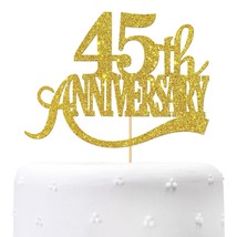 Gold Glitter 45Th Anniversary Cake Topper - For Happy 45Th Wedding Anniversary / - £8.20 GBP