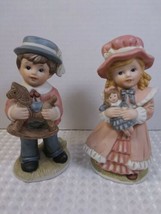 Vintage Homco Victorian Boy Girl Figurines Rocking Horse &amp; Doll #1419 Pink Blue - £11.80 GBP