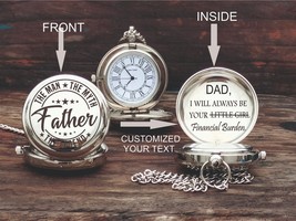 Personalized Brass Pocket Watch - Gift For Father - Father&#39;s Day Gift - £18.34 GBP+