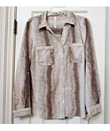 NY COLLECTION Women&#39;s Snakeskin Print Button Down Blouse Size LARGE w/Tags - $30.75 CAD