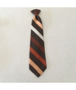 Clip on tie wide style brown with multi color stripes clipper brand neck... - $19.75