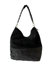 Welden Black Leather Triaxial Hexagon Cube Weave Detail Bucket Shoulder Bag - £113.52 GBP