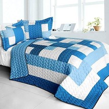 [Fans of Sky] Brand New Vermicelli-Quilted Patchwork Quilt Set Full/Queen - £77.44 GBP