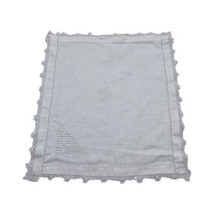 Vintage White Handkerchief Knit Crochet Edge Double Linen Hankie Pocket ... - £11.18 GBP