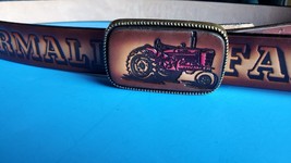 FARMALL Tractor Top Grain Cowhide LEATHER BELT &amp; Farmall Leather  Buckle... - $39.55