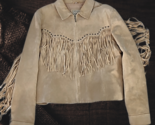 Cripple Creek Leather Studded Fringe Jacket Tan Cream Ladies Size XL Pre... - $149.99