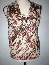 New Womens Ann Taylor Modal Lined Top Brown Tan XS Sleeveless Work Tie Dye Cowl  - £27.36 GBP