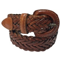 VTG County Seat Belt Mens 30 Brown Woven Braided Genuine Leather 90s Retro - $24.74