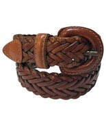 VTG County Seat Belt Mens 30 Brown Woven Braided Genuine Leather 90s Retro - $33.83 CAD