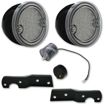 60-66 Chevy Stepside LED Tail Light Clear Lens Black Assembly Brackets &amp;... - $121.38