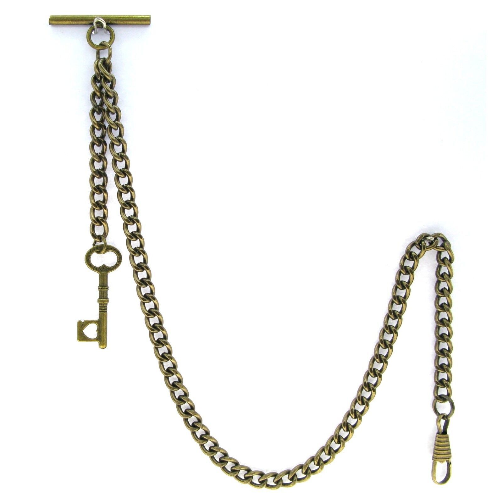 Albert Chain Bronze Pocket Watch Chain for Men with Antique Key Style Fo... - $12.50+