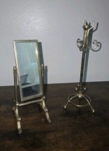 Vintage Dollhouse Furniture Metal 6&quot; Coat Rack &amp; Cheval Mirror - £14.78 GBP