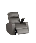 Terry Collection: Modern Grey Faux Leather Power Recliner - $365.99