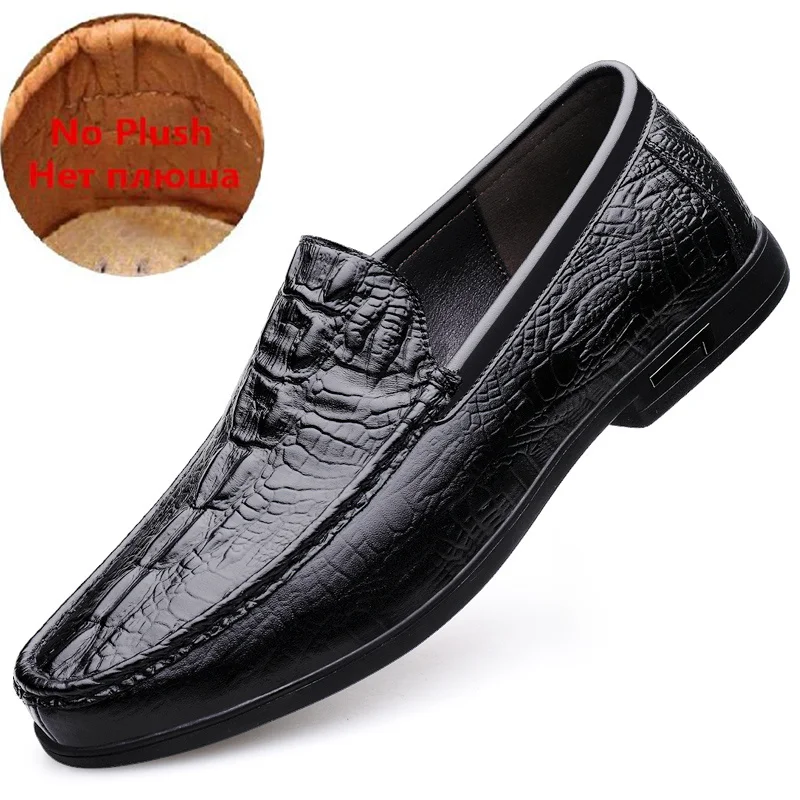 Luxury Brand Men Shoes Warm Fur Slip on Business Moccasins Breathable Italian Ca - £41.03 GBP