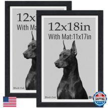 VCK 12x18 Picture Frame 2-Pack, Black Oak Wood, HD Glass, Wall/Table Dis... - $64.67