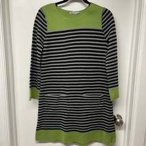 Eliza J Green Black Gray Striped Long Sleeve Sweater Dress Womens Size M... - $35.64