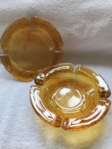Two Anchor Hocking Soreno Gold Ashtrays-6 1/4” - $20.00