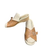 Worishofer Women&#39;s Tan Leather Cork Wedge Mule Sandals Shoes 10 US / 40 EU - $27.29 CAD
