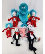 Lot of 7  Dr. Seuss Plush toys Thing 1 &amp; 2 Blue Fish Cat in the Hat - £27.21 GBP