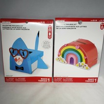 Set of 2: Shark and Rainbow Valentines Mailbox Craft Kits Card Decorations - £3.93 GBP