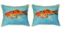 Pair of Betsy Drake Koi Large Indoor Outdoor Pillows 16x20 - £71.43 GBP
