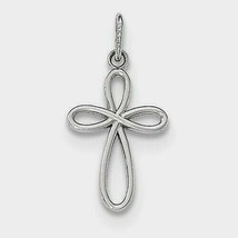 New Small Ribbon Cross Pendant Real Solid 14 K White Gold - £60.49 GBP