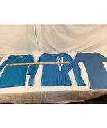 Three Womens Aéropostale Blue &amp; White Cotton Large Stretch Long Sleeve S... - €26,69 EUR