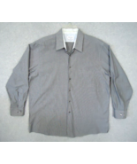 Van Heusen Men&#39;s Dress Shirt Shirt Long Sleeve Gray Geometric 17 Stretch - £8.07 GBP