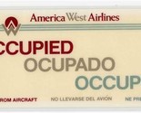 America West Airlines Occupied Ocupado Occupee Card  - £20.29 GBP