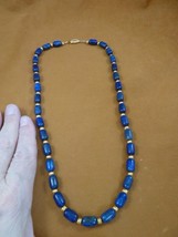 v657-12a 22&quot; long Blue Lapis Lazuli + gold beads beaded Necklace fashion JEWELRY - £64.65 GBP