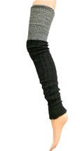 THIGH HIGH Sparkly Top Leg Warmers EXTRA Long Legwarmer Black / Grey Sil... - £8.48 GBP