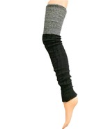 THIGH HIGH Sparkly Top Leg Warmers EXTRA Long Legwarmer Black / Grey Sil... - $187.21 MXN