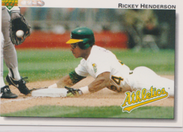 Rickey Henderson Athletics Outfield 1992 Upper Deck Card # 155 Near Mint - £1.12 GBP