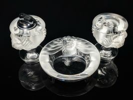 Lalique Crystal "Tete De Lion" Ashtray Trio image 7