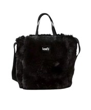 Levi’s Mini Icon Tote Handbag Black Faux Fur Crossbody Purse Adjustable ... - $25.73