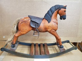 Antique Wooden Carved Carousel Rocking Horse Pony Paint Decorated Folk Art M - £506.67 GBP